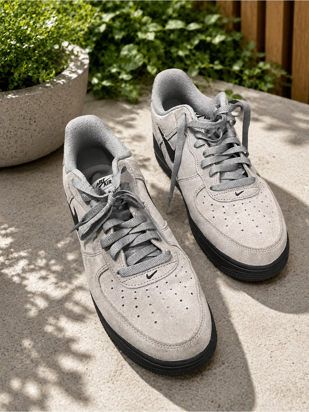 Nike Suede Low-Top Sneakers - Light Gray with Black Sole Size 10 Women 8.5 Men